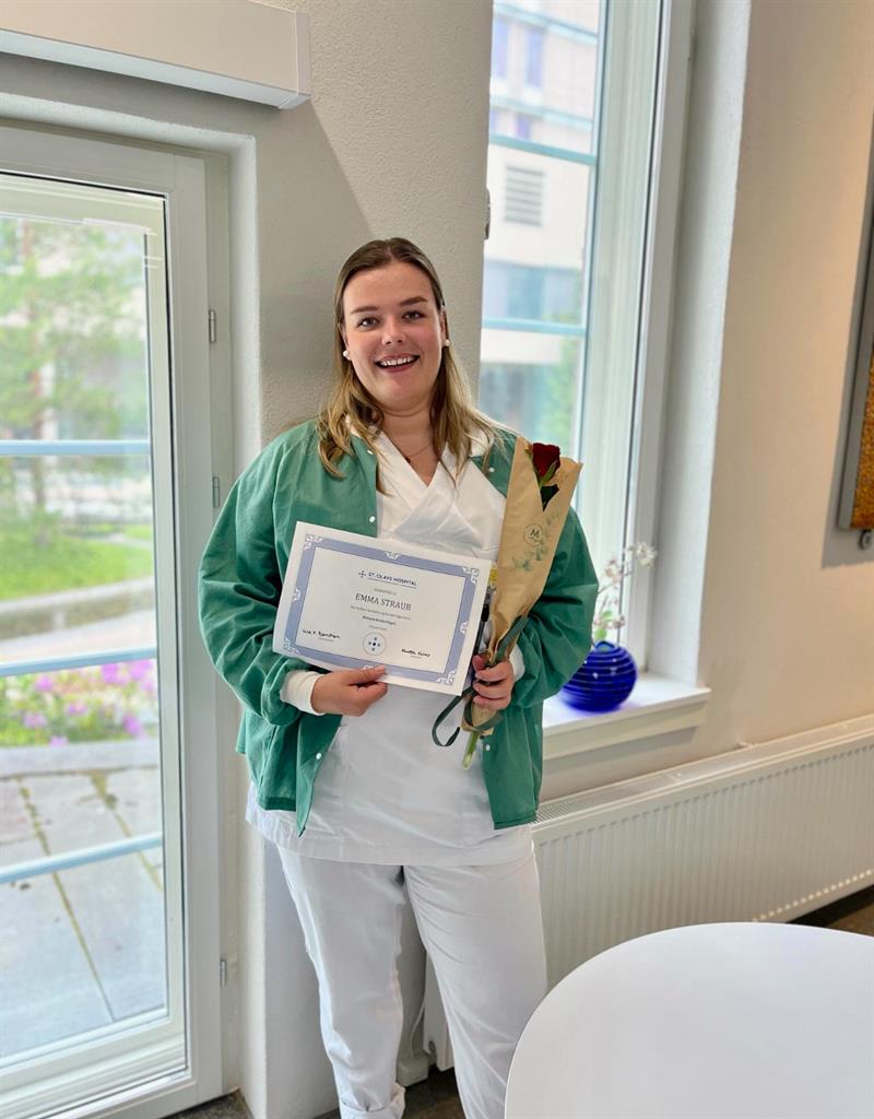 Emma besto fagprøven høsten 2024. Foto: Stine Stein, St. Olavs hospital