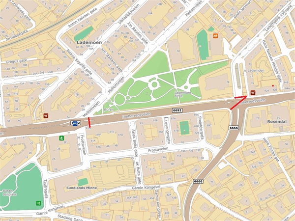 Kart over Inhherredsveien. Kartgrafikk